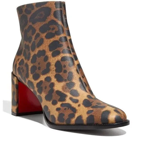 Christian Louboutin Adoxa Leopard Ankle Boots Booties Brown 36 - Picture 2 of 6